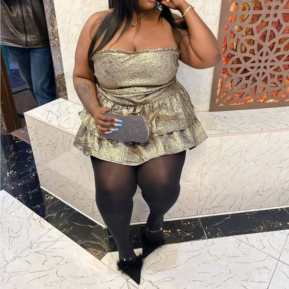 Gold Strapless Dress
